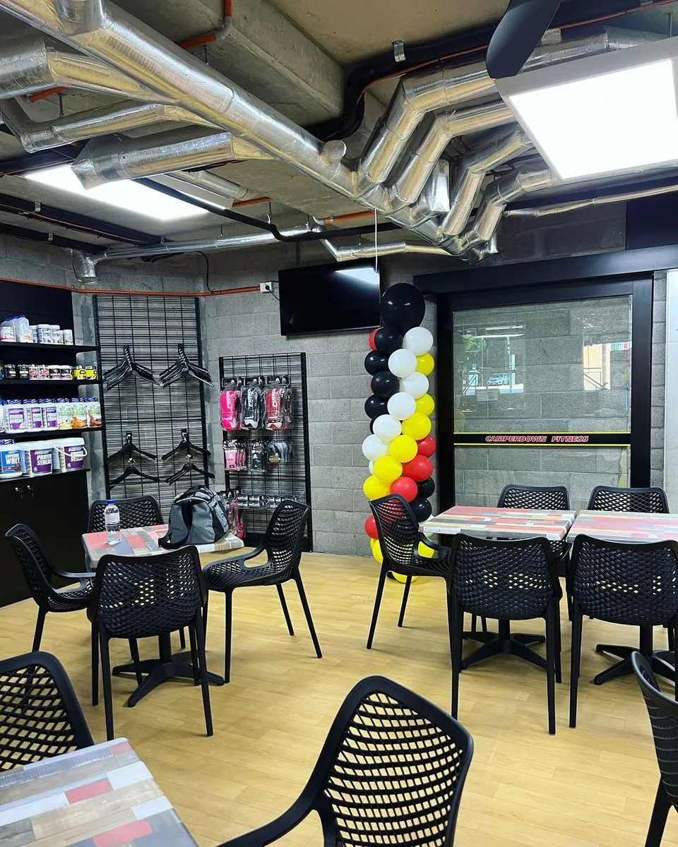 Interior seating area with supplement displays at Camperdown Nutrition